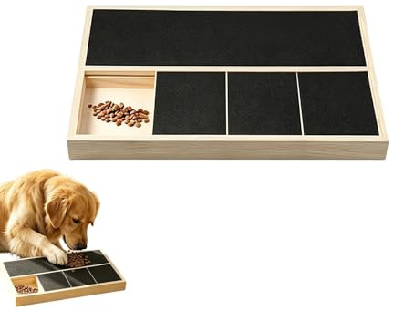 Tavoletta Gratta Unghie per Cani | Smerigliatrice In Legno Con Carta Vetrata Da Toelettatura | Tavola da grattare cani con scatola snack integrata,Taglie Piccole Medie Grandi Arricchimento Angolo Port