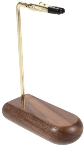 Wooden Jewelry Display Stand with Walnut Base and Metal Clip Top