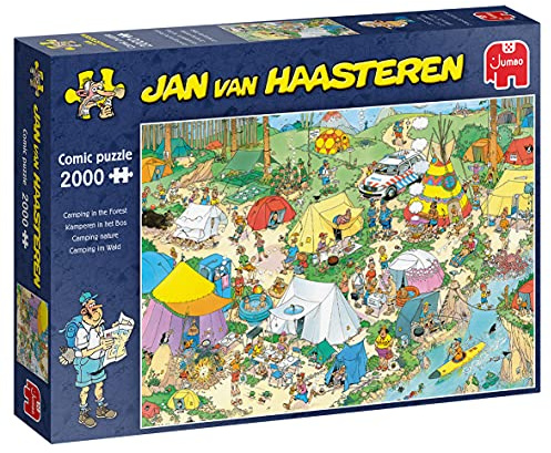 Jumbo Puzzles 19087 Camping im Wald-2000 Teile Puzzlespiel, Mehrfarben