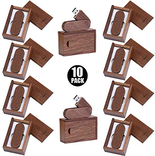 E.T. INSIDE Memoria USB de Madera 10PCS / Pack con Cajas de Madera 8GB Flash Memory Disk USB 2.0 Thumb Pen Drive para Fotografia
