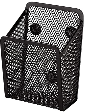 YUMUL Porte Stylo Magnétique, Boîte Rangement bureau En Grille Métallique, Porte Stylo Carré Noir, Convient Au Réfrigérateur, à La Cuisine, Aux Accessoires D'armoire Rangement 9x6.8x13cm/3.5x2.7x5in