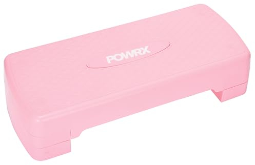 POWRX Step Board d'aérobic Step Board - Hauteur réglable - Appareil de fitness pour la maison - Step Aerobic Board avec tapis antidérapant - Convient pour tous les âges - 68 x 28 cm - Rose