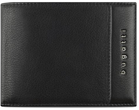 bugatti Nome Scheintasche mit Klappe aus Kalbleder, mit RFID-Schutz, Schwarz