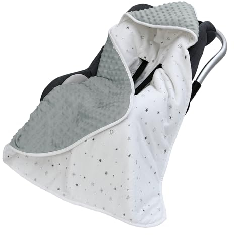 amo nenes Baby Einschlagdecke 100% Baumwolle, Universal Einschlagdecke Babyschale 90 x 90cm, Herbst-Winter-Babydecke (Stern)
