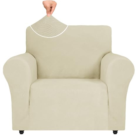 Ystyle Stretchigt Sofföverdrag med armstöd 1-Sit, Elastiskt Pet Soff Cover Töjbart överdrag, Avtagbar Halkskydd Fåtöljöverdrag Möbel Maskintvättbar, Sofföverkast För Soffa Fåtölj, Beige