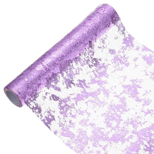 sourcing map Purple Table Runner Roll 11.4 x 108 Sequin Foil Metallic Mesh Table Runner Decor Table Decorations for Wedding, Birthday Party, Christmas, New Year