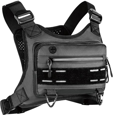 VEELONG Brusttasche für Herren, wasserabweisend, leicht, Lauf-Brusttasche für Männer und Frauen, verstellbare Brusttasche für Workouts, Schwarz, Einheitsgröße, Sportlicher Minimalismus