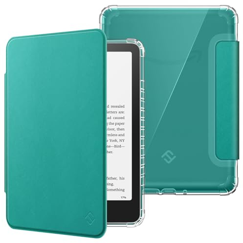 Fintie Hülle für 7 Kindle Colorsoft Signature Edition 2026 | Kindle Paperwhite/Paperwhite Signature Edition(12. Generation), Transparent TPU Case, Auto Sleep/Wake, Jadegrün