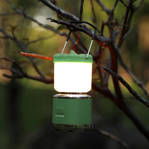 KLARUS CL8 Mini Pumpkin Camping Lantern Uppladdningsbara campinglampor med hopfällbar krok, 5 ljuslägen, Bärbar IPX 5 vattentät elektrisk LED-lampa, för camping utomhus (Green)