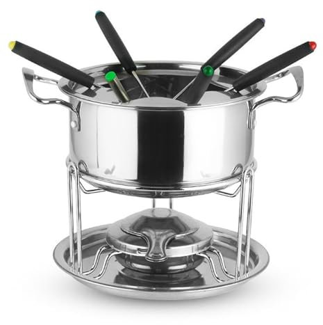 KANLVU Acciaio Inossidabile Set Fonduta di Cioccolato Stile Giapponese Fonduta Cioccolato con 6 Forchette da Immersione, Set di Pentole per Fonduta per Cioccolato E Formaggio