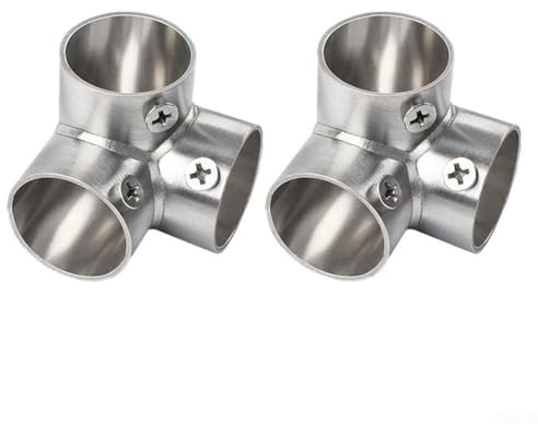 SMZhomeone 2 Stück runde Rohrverbinder, Edelstahlverbinder für Rohre, perfekt entworfen für einfache Installation in Regalen und Möbelprojekten (rechter Winkel 3-Wege)