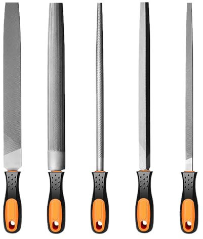 Juego de 5 limas de metal planas/redondas/semicirculares/triangulares/cuadradas para proyectos de metal, plástico y madera (6 pulgadas)