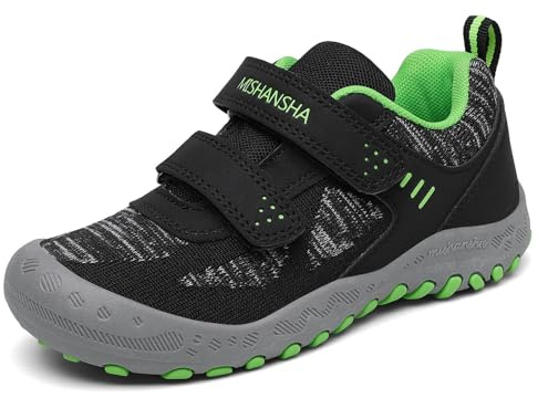 Mishansha Flickor andningsbara sneakers vandringsskor bekväma utomhus sneakers GR.24-38, Svart, 35 EU