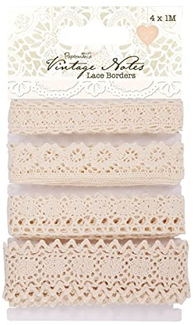 Docrafts 367401 - Bordes de puntilla para manualidades, 1 m x 4 unidades, color crema