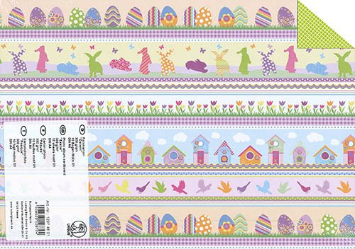 Ursus® Dekokarton Ostern 1, 10er Pack, Rückseite mit farblich passendem Muster, Fotokarton 300g/m², A4