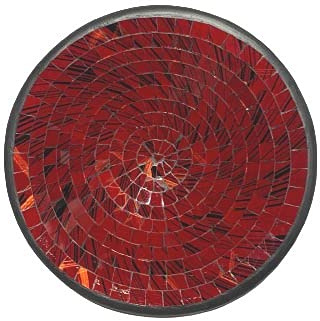 Unbekannt Deko - Schale Glasmosaik - rund - rot - schwarzgestreift - Ø30cm