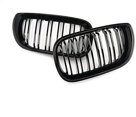 Ricoy Schwarz Glänzend Doppelsteg Niere vordere Stoßstange Kühlergrill Für E46 3 Series 4 DOOR 4D 2002-2005 LCI Facelift