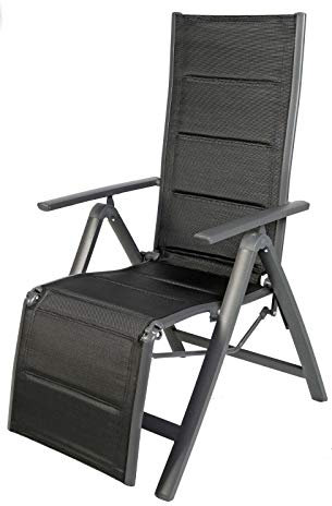 FineHome Luxus Gartenstuhl - Relaxsessel - zusammenklappbar - gepolstert - Aluminium -6-Fach verstellbar