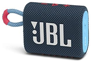 JBL GO 3 – Enceinte Bluetooth portable et légère, aux basses intenses et au style audacieux – Étanche à l’eau et à la poussière – Autonomie 5 hrs – Bleu / Rose