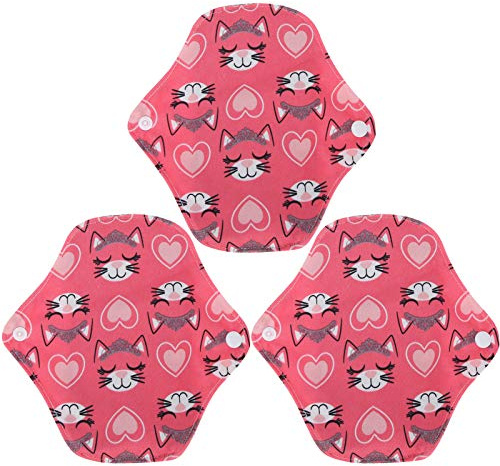 Wiederverwendbare Damenbinde Bambuskohle, 3 Pack Stoffbinden slipeinlagen waschbar, Auslaufsichere Periodeneinlagen (18cm)