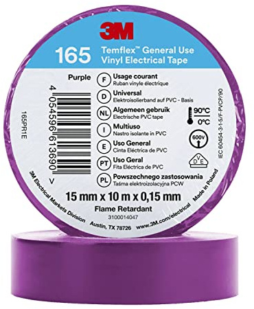 3M Temflex™ Vinyl-Isolierband 165, Violett, 15 mm x 10 m, 100 Rollen