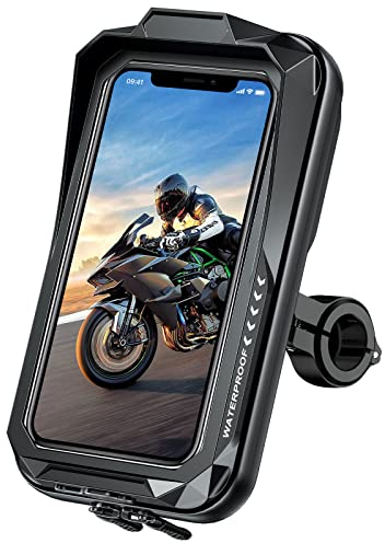 KTUEOV Porta Cellulare Moto, 360° Rotabile Portacellulare Manubrio Impermeabile Supporto Telefono Bici con TouchScreen, Universale Porta Telefono Scooter MTB Antivibrante per Smartphone 4,0-7,0''