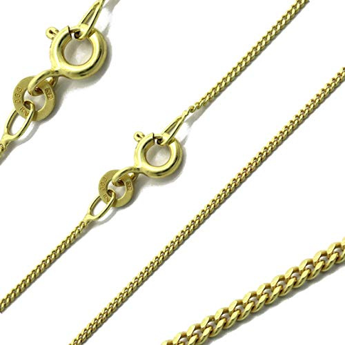 G & J Goldkette Panzerkette flach massiv 333 8Karat 0,80mm 38-60cm feine zarte Halskette Collier für Damen. Made in Germany