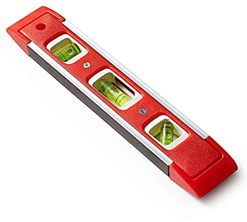 NARYAL Spirit Level Magnetic - Small, Unbreakable and Magnetic Torpedo Level with 2 Level Bubbles - Boat Level - Scaffold Level for Builders, Home DIY, Brick Laying Neon Assorted Colour