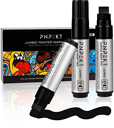 Acryl-Marker Breit 3-in-1-Keilspitze15mm Acrylstift wasserfest und Acrylstifte für Steine holz Window - Acryl Farben Weiss Wasserfest-Blackx3