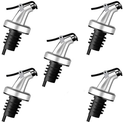 HORNO 5 Pack Oil Spouts, Olive Oil Vinegar Bottle Stopper Dispenser, Leakproof Bottle Spouts for Vinegar, Salad, Wine, Etc