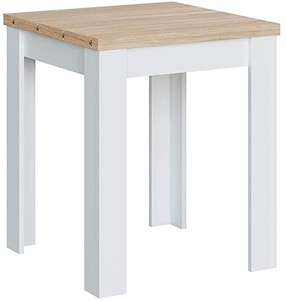 Home Heavenly® - Mesa Extensible Cuadrada de Cocina Katia, Tipo Libro de 67 cm hasta los 134 cm de Ancho (Blanco - Roble Canadian)