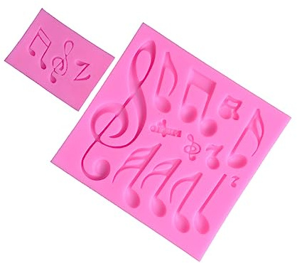HEMOTON 2pcs Musical Notes Mould Fondant Silicone Mould for Cake Decorating Cookie Baking Tool