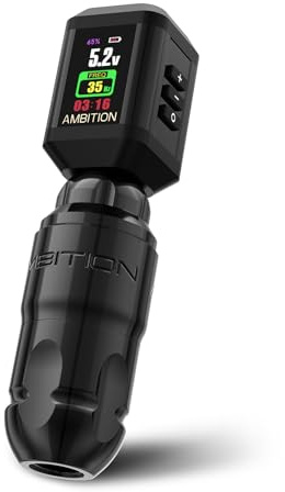 Ambition Lutin Macchinetta Tatuaggi Wireless - Penna Rotante con Barra Drive Diretta, Alimentatore Korall 2200mAh e Corsa 4.0mm per Artisti Tatuatori