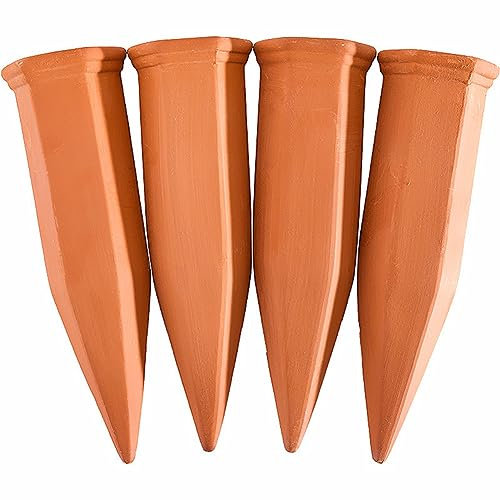 Tonkegel Bewässerung 4er Set Bewässerungskugel Pflanzen Automatisch Bewässerungssystem Topfpflanzen Bewässerungshilfe Außenpflanzen Accessoire Balkon Zimmerpflanzen selbstbewässernde Pflanzenspender