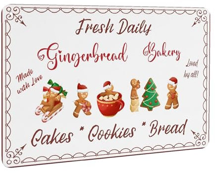 Ewxibnc Fresh Daily Gingerbread Cakes Cookies Bread Metal Tin Signs for Home Kitchen Cafe Bar Shop Vintage Christmas Bake Shop Wall Decor Plaque 8x12 inch