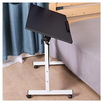 POCHY Betttische Überbetttisch, neigbarer Computertisch, höhenverstellbarer Beistelltisch, Laptoptisch mit Rollen, Stahlrahmen, Stehpult luxuriös