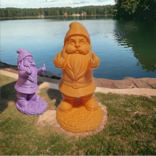 Nain de Jardin/Père noel Vulgaire Faisant 2 Doigts d'Honneur -Cadeau unique/humour (15, Violet blue)