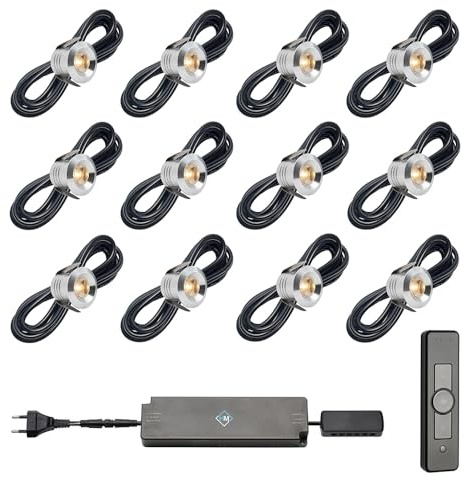 Hamulight LED Einbaustrahler Terrassenüberdachung Marbella ab mit Fernbiedung | Wintergarten Beleuchtung - Einbauleuchten- Terrassendach - Überdachung | 3W - Dimmbar - Warmweiß | Set mit 12 Stück