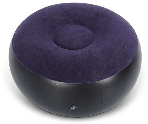 Aufblasbarer Beflockungshocker, aufblasbarer Outdoor-Hocker, runde Fußstütze, komfortabler, multifunktionaler, aufblasbarer Ottomane Beflockter Sitzhocker für Zuhause, Terrasse, Garten, Camping