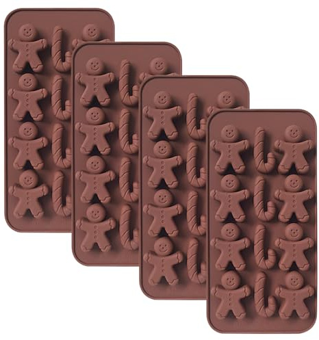 YXHZVON Weihnachten Schokolade Form, 4 Stücke 12 Mulden Süßigkeiten Silikonform, Weihnachten Silikon Pralinenform, Weihnachten Fondant für Süßigkeit Gelee Schokolade