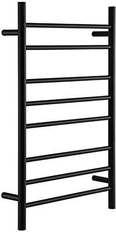 OZBMA Scaldasalviette Elettrico Nero Opaco, scaldasalviette Elettrico a 8 Barre, Montaggio a Parete, in Acciaio Inox 304, a Temperatura costante (cablato)