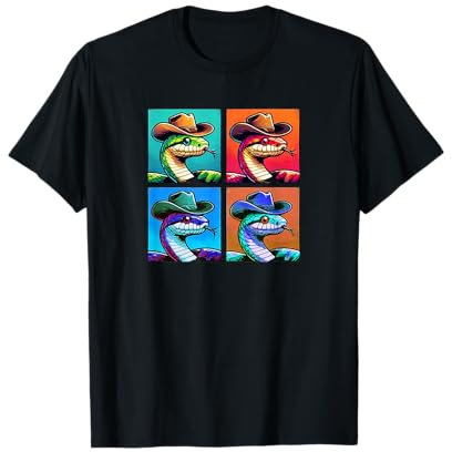 Schlange im Cowboyhut lustiges Tier Cowboy Schlange Besitzer Bild T-Shirt