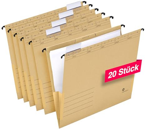 Hamelin Hängetaschen für A4, Hängeregister, mit Leinenfröschen, inkl. Vollsichtreitern, braun, 20 Stück
