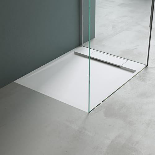 Mai & Mai Duschwanne 70x90x4cm Mineralgusswanne inkl. Ablaufgarnitur06 | Duschtasse aus Mineralguss, Weiß Matt, Geoma04