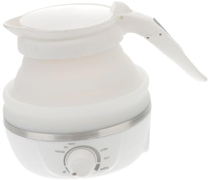 SHOWERORO Bollitore 100- Bollitore Da 700ml 850w in Silicone Pieghevole Elettrico Bianca