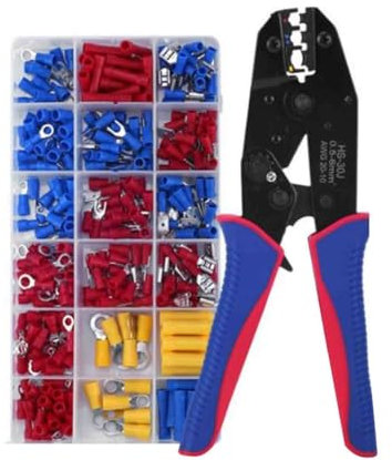 Pinza crimpatrice con 300 pezzi AWG 22-10 morsetti a cricchetto, pinza crimpatrice elettrica per la riparazione di cavi elettrodomestici