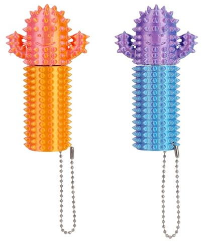 Goktvai 2pcs Cactus Fidget Toys, Spiky Surface Pain Stim Fidget Keychain Pain Stim Stimulation Little Sensory Toys for Friends Adults