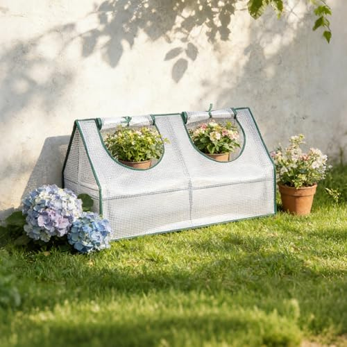 Gegaden Foliengewächshaus Frühbeet, Gewächshaus für Balkon, Gewächshaus klein, Tomatengewächshaus, Garten Anzuchthaus, Greenhouse Stabil,140 g/m2 PE, 120 x 60 x 60 cm, Weiß