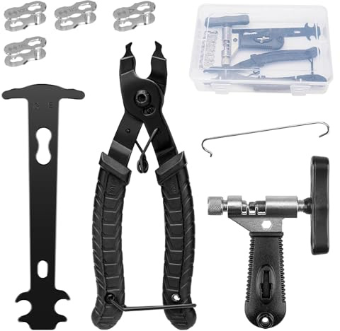 MOERAE Kettennieter Fahrrad, Kettenzange, Kettenschloss Zange mit 4 Paar Fahrradketten Nieten, Fahrradketten Reparatur Set für 6-12 Fach, Fahrradkette Werkzeug für Mountainbike, Rennrad