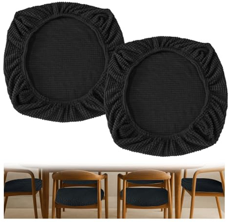 SZMK 2 Piezas Funda Silla Escritorio,Fundas Sillas Oficina,Fundas Sillas Ajustables,Funda Silla Despacho Lavables,Funde Protectoras para Sillass,Cubre Asientos para Sillass,Office Chair Cover-Negro